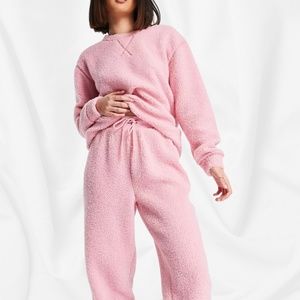 SET of 2️⃣ - ASOS Women's Fleece Lounge Sweatshirt & Sweatpant in Pink￨Size 6